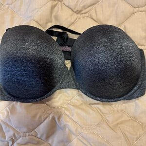 Victorias Secret 38DD Multiway Strapless Bra Pushup Padded Gray Underwire